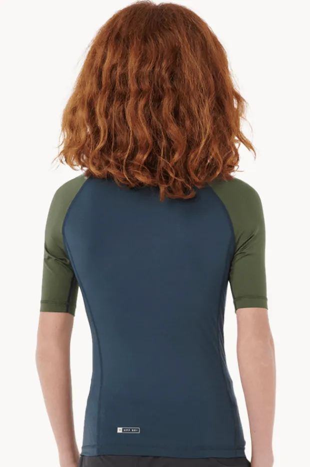 Rashies|Rip Curl Boys Shock Short Sleeve Suntop Dark olive
