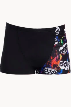 Trunks|Trunks|Speedo Boys Skull V Cut Aquashort Black/multi