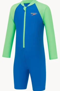 Rashies & Sunsuits|Rashies & Sunsuits|Speedo Boys Splice Long Sleeve Sunsuit Lagoon