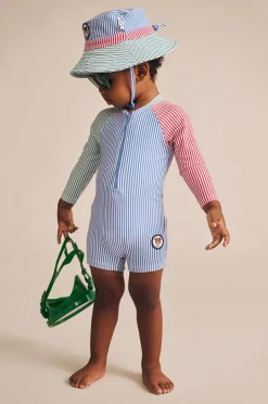 Hats|Huxbaby Boys Spliced Stripe Swim Hat Multi