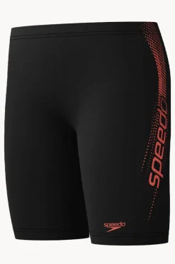 Jammers|Speedo Boys Sport Logo Jammer Black/coral