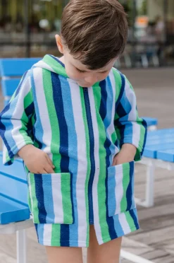 Towel Robes & Ponchos|Towel Robes & Ponchos|Milky Boys Stripe Terry Towel Cover Up Green/Blue