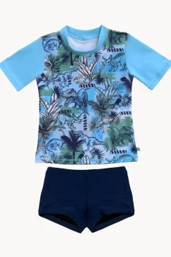 Rashies & Sunsuits|Salty Ink Boys Urban Jungle Short Sleeve Suntop Set Blue/Navy