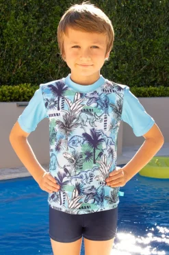 Rashies & Sunsuits|Salty Ink Boys Urban Jungle Short Sleeve Suntop Set Blue/Navy