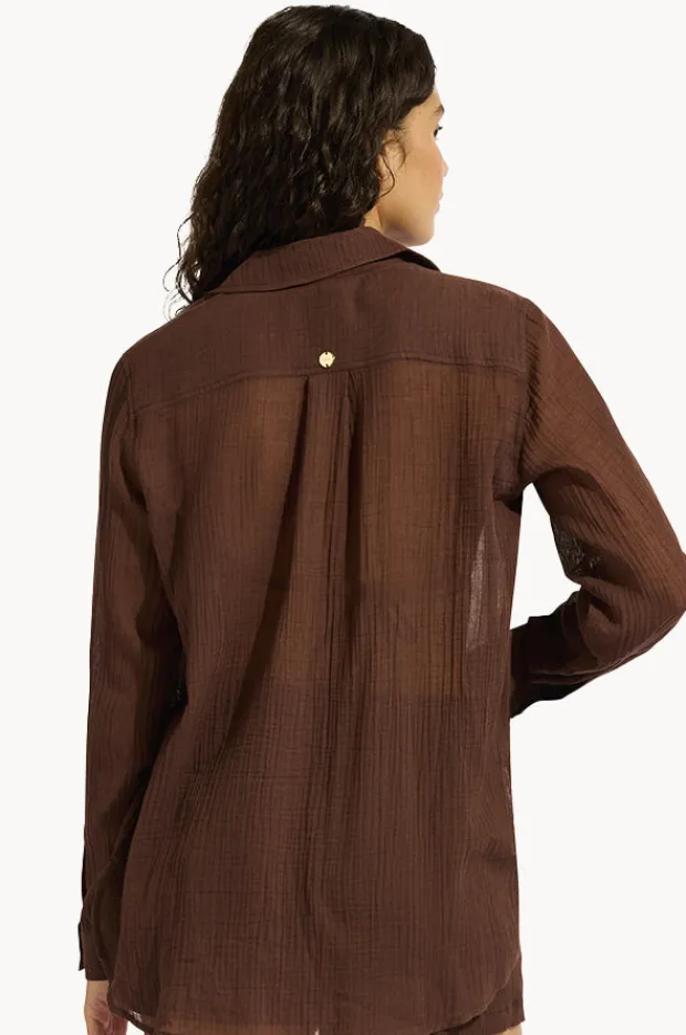 Tops|Seafolly Breeze Beach Shirt Dark chocolate