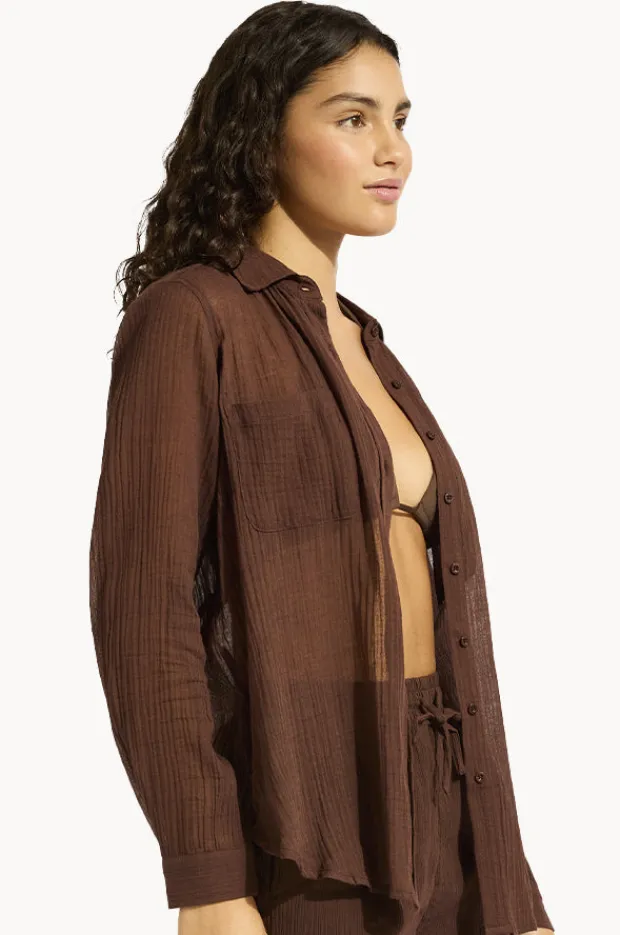 Tops|Seafolly Breeze Beach Shirt Dark chocolate