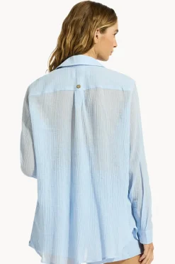 Tops|Seafolly Breeze Beach Shirt Cornflower