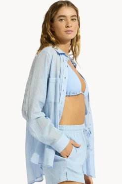 Tops|Seafolly Breeze Beach Shirt Cornflower