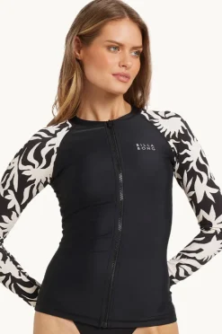 Rashies & Sunsuits|Billabong By My Side Zip Suntop Black/White
