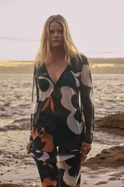 Overswim|Jets Cactus Garden Mesh Cover Up BLACK