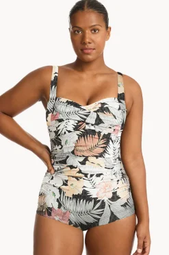 One Pieces|Sea Level Calypso Twist Front Boyleg One Piece Charcoal