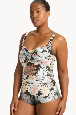 One Pieces|Sea Level Calypso Twist Front Boyleg One Piece Charcoal