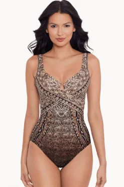 One Pieces|Miraclesuit Cappadocia Criss Cross Escape One Piece Black/Brown