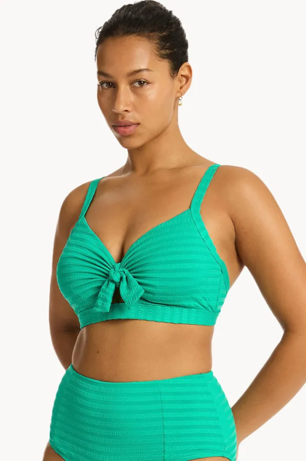 Bikini Tops|Sea Level Capri DD/E Cup Tie Front Bralette Evergreen
