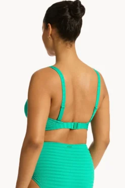 Bikini Tops|Sea Level Capri DD/E Cup Tie Front Bralette Evergreen