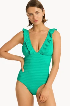 One Pieces|Sea Level Capri Frill One Piece Evergreen