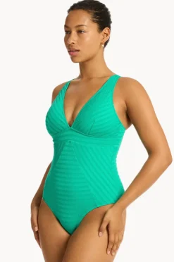One Pieces|Sea Level Capri Panel Line One Piece Evergreen