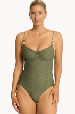 One Pieces|Sea Level Caracus Balconette Bra One Piece Khaki