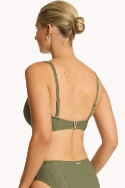 Bikini Tops|Sea Level Caracus Cross Front Bra Khaki
