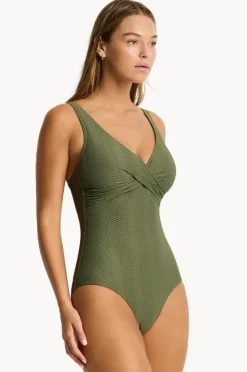 One Pieces|Sea Level Caracus Cross Front One Piece Khaki
