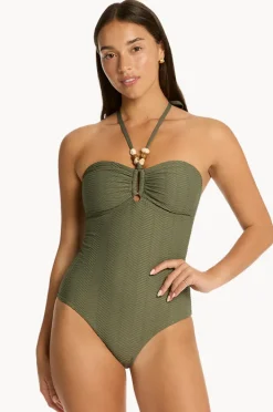 One Pieces|Sea Level Caracus Ring Bandeau One Piece Khaki