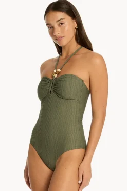 One Pieces|Sea Level Caracus Ring Bandeau One Piece Khaki