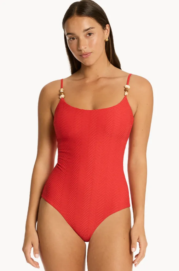 One Pieces|Sea Level Caracus Scoop Neck One Piece Spice