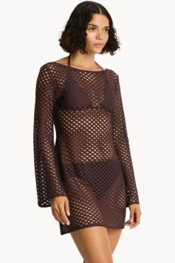 Overswim|Sea Level Castaway Mesh Cover Up Cocoa
