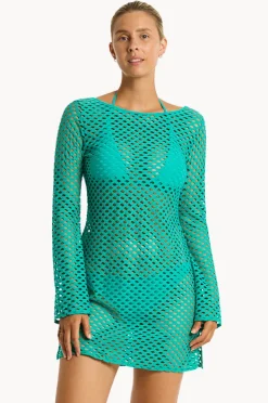 Dresses|Sea Level Castaway Mesh Cover Up Evergreen