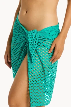 Sarongs|Sea Level Castaway Mid Length Mesh Wrap Evergreen