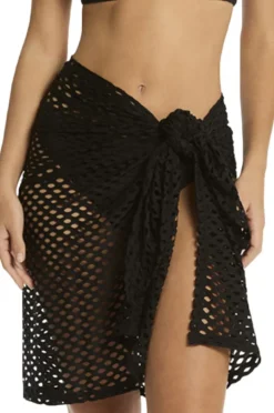 Sarongs|Sea Level Castaway Mid Length Mesh Wrap Black