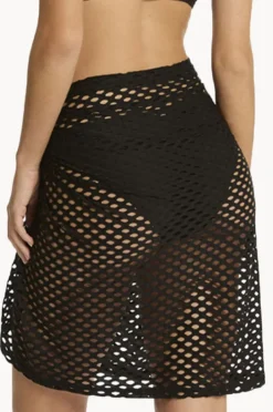 Sarongs|Sea Level Castaway Mid Length Mesh Wrap Black
