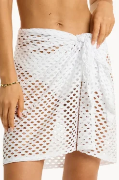 Sarongs|Sea Level Castaway Mid Length Mesh Wrap White