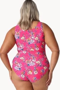 One Pieces|Capriosca Castaway Zip High Neck One Piece Hot pink