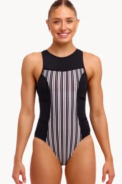 One Pieces|Funkita Chain Gang Hi Flyer One Piece Black/white