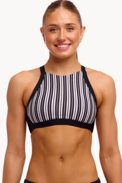 Bikini Tops|Funkita Chain Gang Hi Light Swim Top Black/white