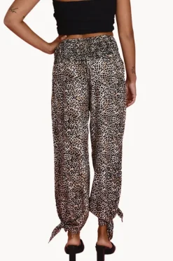 Pants|Go Girl Cheetah Long Rouched Tie Pants Giraffe