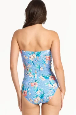 One Pieces|Sunseeker Chilio D/DD Cup Wrap Bandeau One Piece Blue