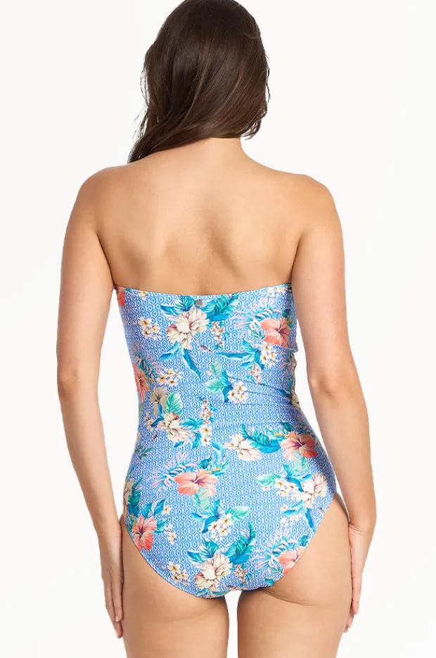 One Pieces|Sunseeker Chilio D/DD Cup Wrap Bandeau One Piece Blue