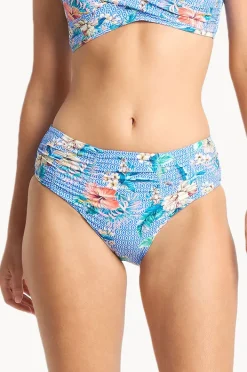 Bottoms|Sunseeker Chilio Ruched Mid Rise Pant Blue