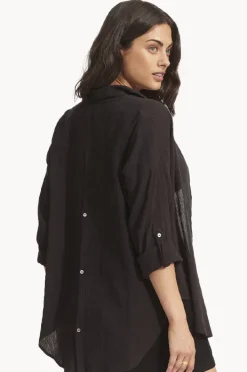 Tops|Seafolly Classic Beach Shirt Black