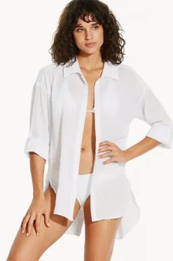 Tops|Seafolly Classic Beach Shirt White