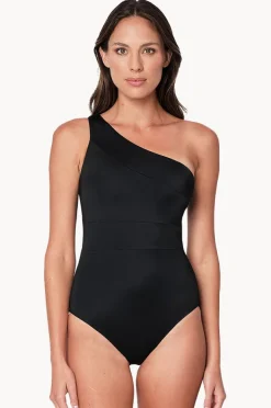 One Pieces|Une Piece Classic One Shoulder One Piece Black