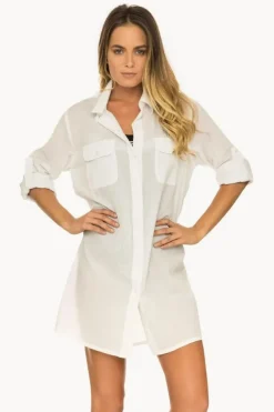 Tops|Jantzen Classic Plain Longline Shirt White