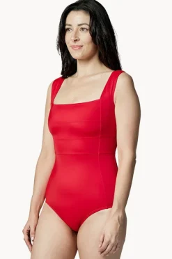 One Pieces|Une Piece Classic Square Neck One Piece Red