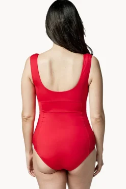 One Pieces|Une Piece Classic Square Neck One Piece Red