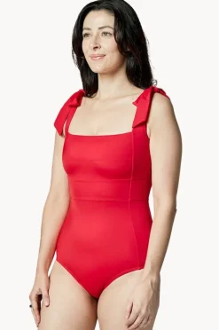 One Pieces|Une Piece Classic Square Neck One Piece Red
