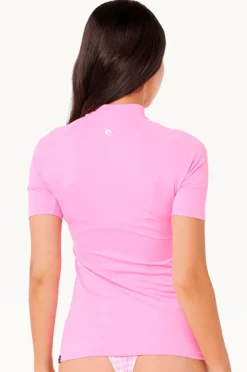 Rashies & Sunsuits|Rip Curl Classic Surf Short Sleeve Suntop Light pink