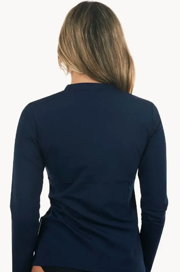 Rashies & Sunsuits|Babes In The Shade Classic Zip Long Sleeve Suntop Navy
