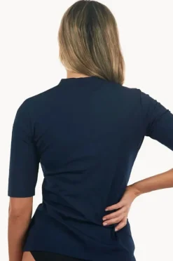 Rashies & Sunsuits|Babes In The Shade Classic Zip Short Sleeve Suntop Navy